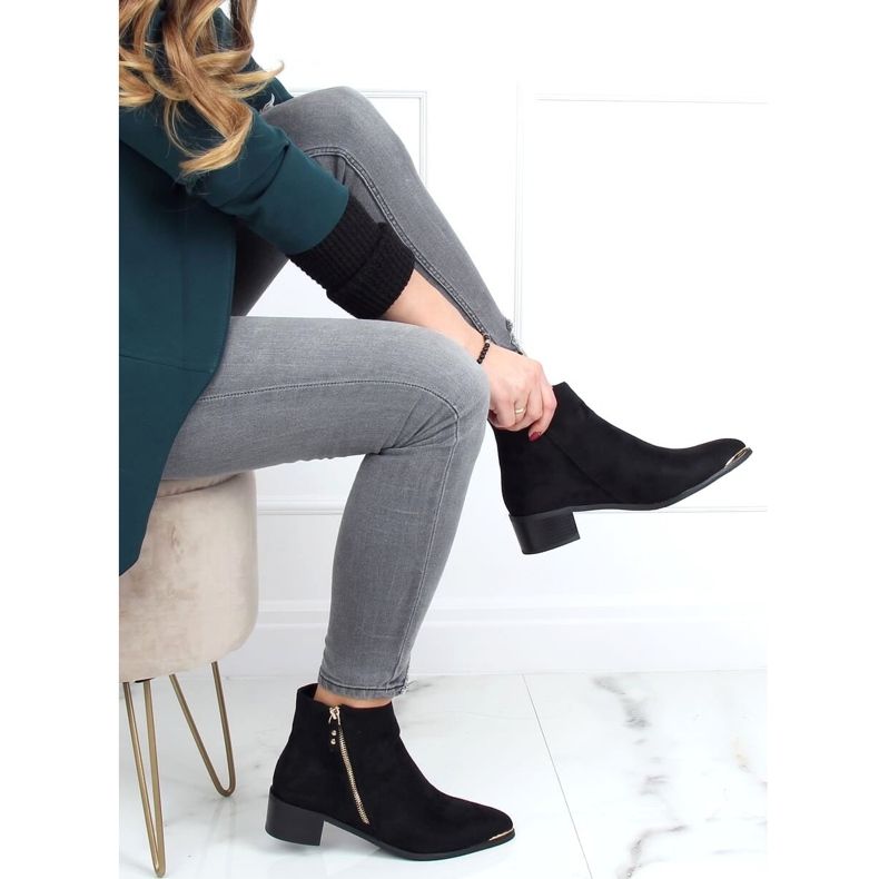 Cizme migdale negru piele de căprioară 88168-1 Negru 1