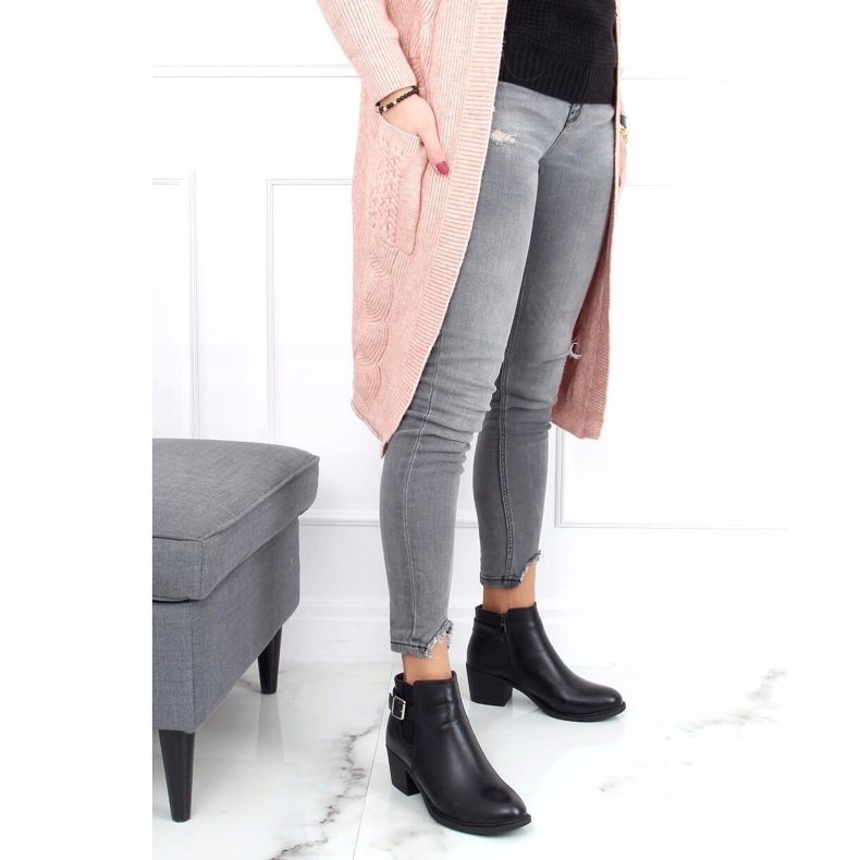 Cizme negre cu toc jos J101 Negru 1