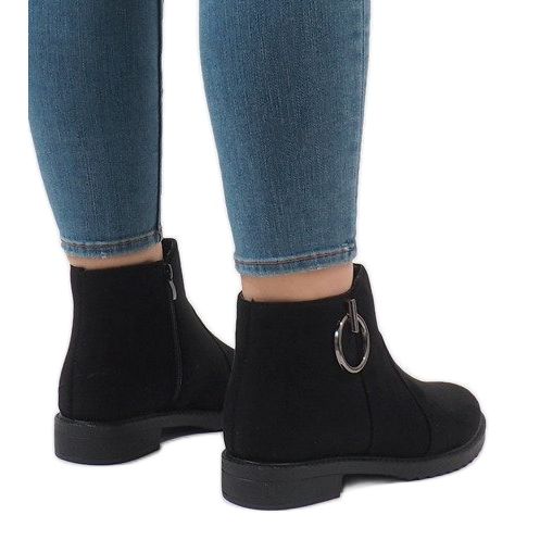 Cizme negre din piele de căprioară izolate X-36 negru 1