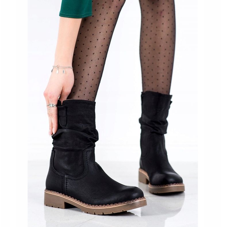 Super Mode Cizme cu partea superioară cu volane negru 2