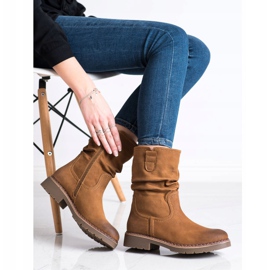 Super Mode Cizme cu partea superioară cu volane maro 1 Super Mode Cizme cu partea superioară cu volane maro 1