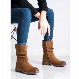 Super Mode Cizme cu partea superioară cu volane maro 2 Super Mode Cizme cu partea superioară cu volane maro 2