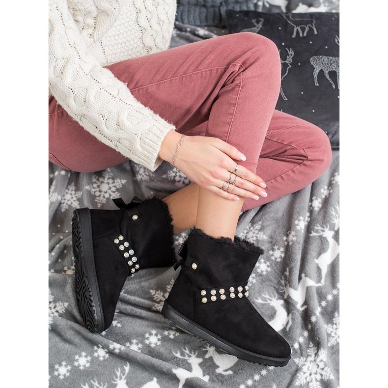 Queentina Mukluki negru cu perle 2