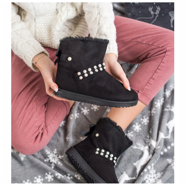 Queentina Mukluki negru cu perle 1