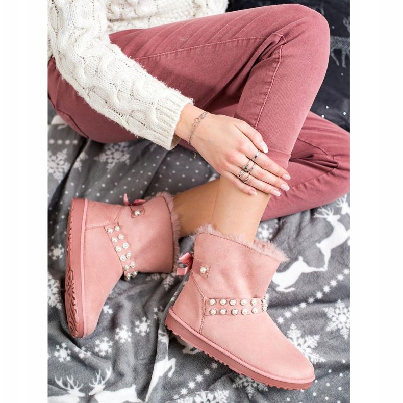 Queentina Mukluki roz cu perle 1