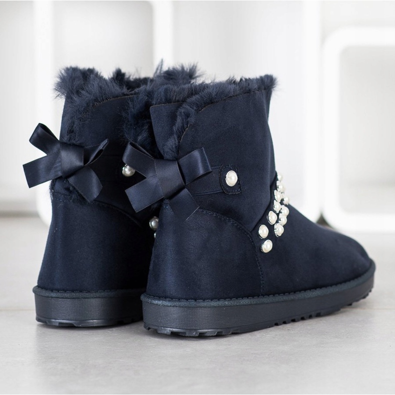 Queentina Mukluki albastru marin cu perle 2