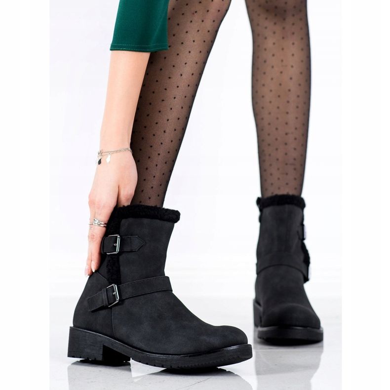 Cm Paris Cizme negre cu catarame negru 2