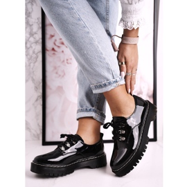 S.Barski Pantofi Oxfords pentru femei de pe platformă S. Barski HX15 Lacuit negru 2