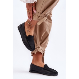 Mocasini clasici din piele pentru femei S.Barski LR97630 Negru 1