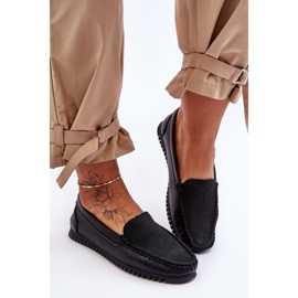 Mocasini clasici din piele pentru femei S.Barski LR97630 Negru 2