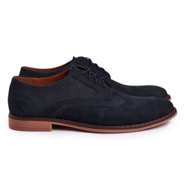 Bednarek Polish Shoes Mocasini din piele pentru bărbați Nubuck Bednarek Blue Navy albastru 1