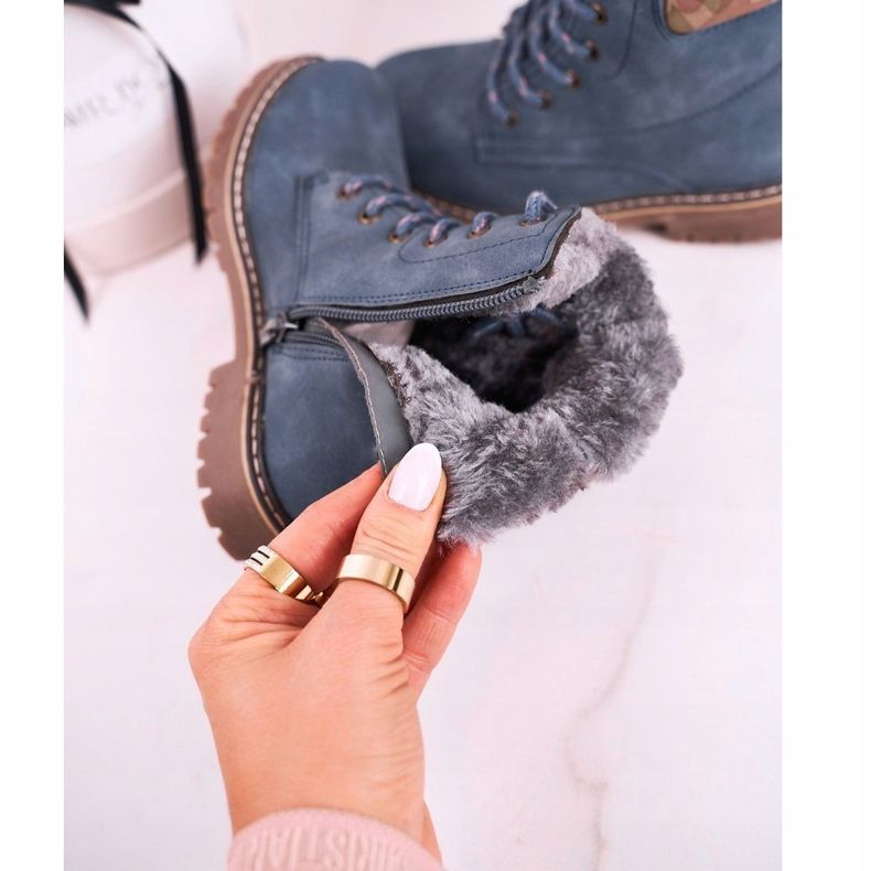 Apawwa Cizme pentru copii Trappers încălzit cu blana albastru London bej maro albastru marin 1