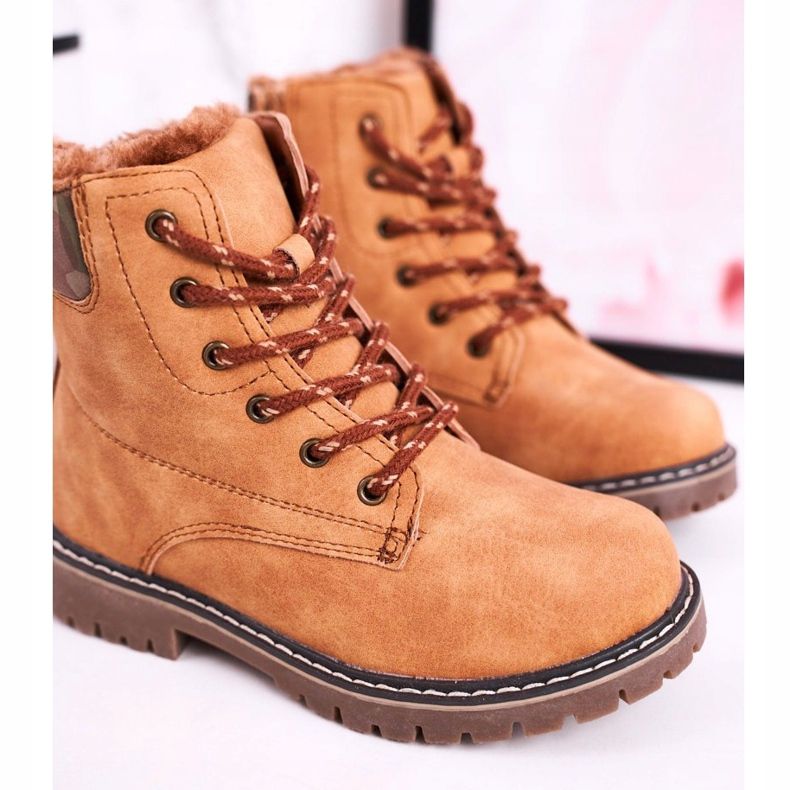 Apawwa Cizme pentru copii Trappers încălzit cu blană Camel London bej maro 2