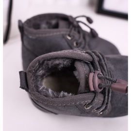 Cizme de zăpadă cu dantelă pentru copii încălzite cu vânător gri de blană 1