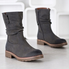 Super Mode Cizme cu partea superioară cu volane gri 1 Super Mode Cizme cu partea superioară cu volane gri 1