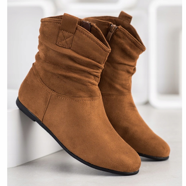 SHELOVET Ghete casual din piele de căprioară maro 2