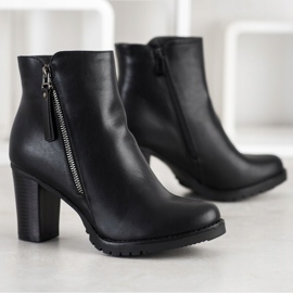SHELOVET Cizme pe un post cu fermoar decorativ negru 1 SHELOVET Cizme pe un post cu fermoar decorativ negru 1