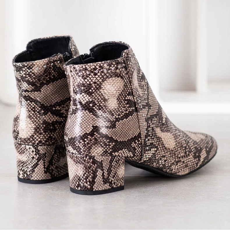SHELOVET Snake Print Boot bej maro 1