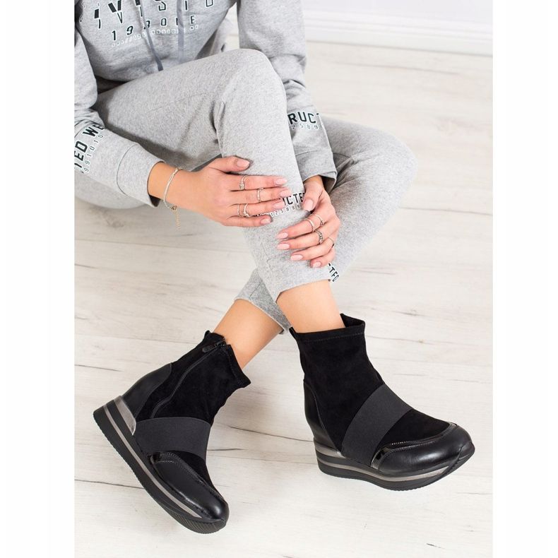 SHELOVET Cizme cu pană la modă negru 1