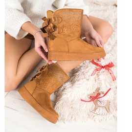 Small Swan Mukluki Cu Cristale maro 1 Small Swan Mukluki Cu Cristale maro 1