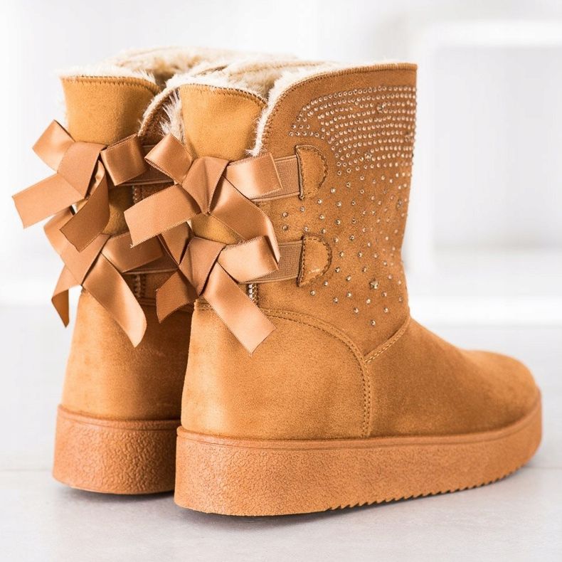 Small Swan Mukluki Cu Cristale maro 2 Small Swan Mukluki Cu Cristale maro 2