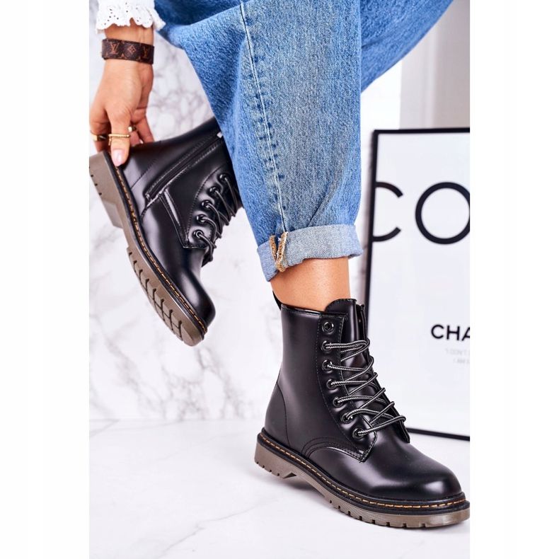 Cizme calde pentru femei Matt Black Thunder negru 2