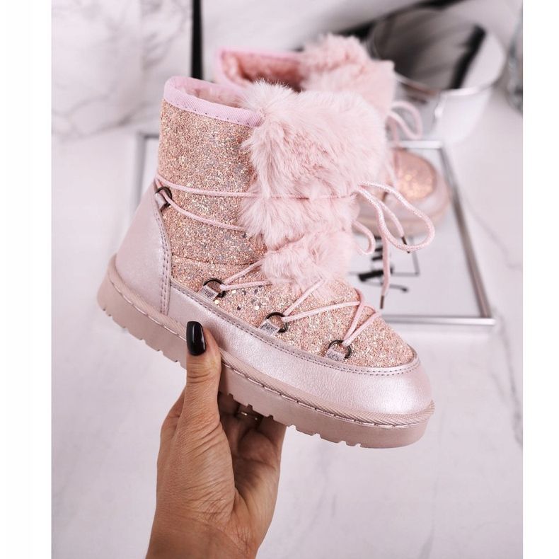 FRROCK Cizme de zăpadă pentru copii cu blană roz Minnie Mouse argint 2 FRROCK Cizme de zăpadă pentru copii cu blană roz Minnie Mouse argint 2