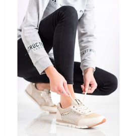 Kylie Pantofi sportivi ajurati bej de aur 1