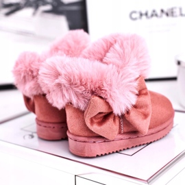 FRROCK Cizme de zăpadă pentru copii cu arc de blană, roz Vella 4