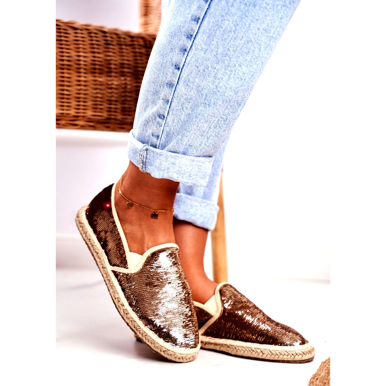 Espadrile pentru femei Big Star Iridescent Paiete Aur DD274A161 cupru de aur 1