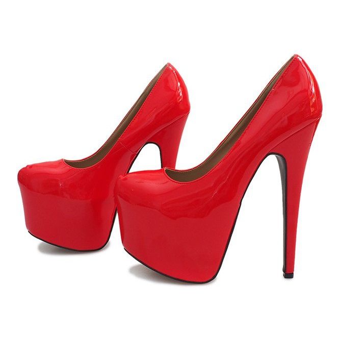 Știfturi înalte lăcuite pe platforma roșie D905 roșu 2