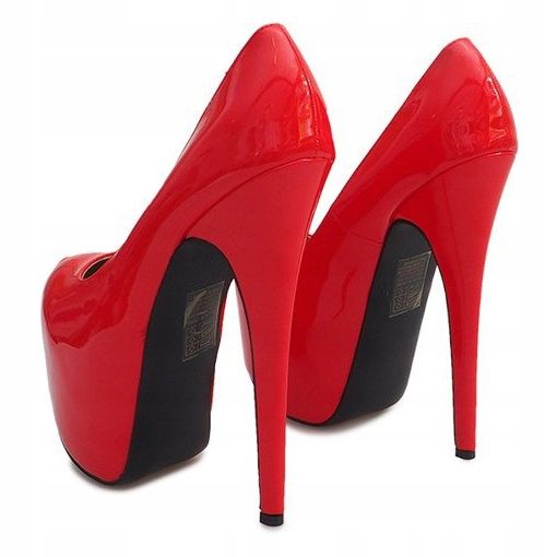 Știfturi înalte lăcuite pe platforma roșie D905 roșu 3