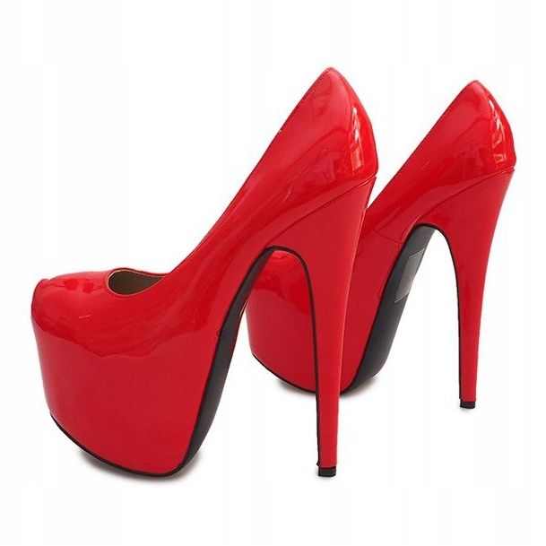 Știfturi înalte lăcuite pe platforma roșie D905 roșu 4