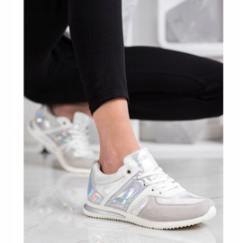 Goodin Pantofi sport cu stil alb argint gri 1