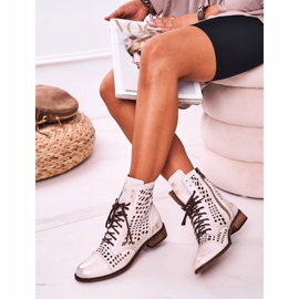 Nicole Cizme de piele deschisă albă pentru femei Abigail 1