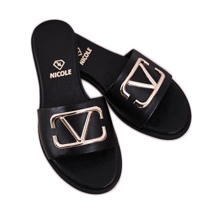 Nicole Papuci clasici de piele pentru femei Evie negru 1