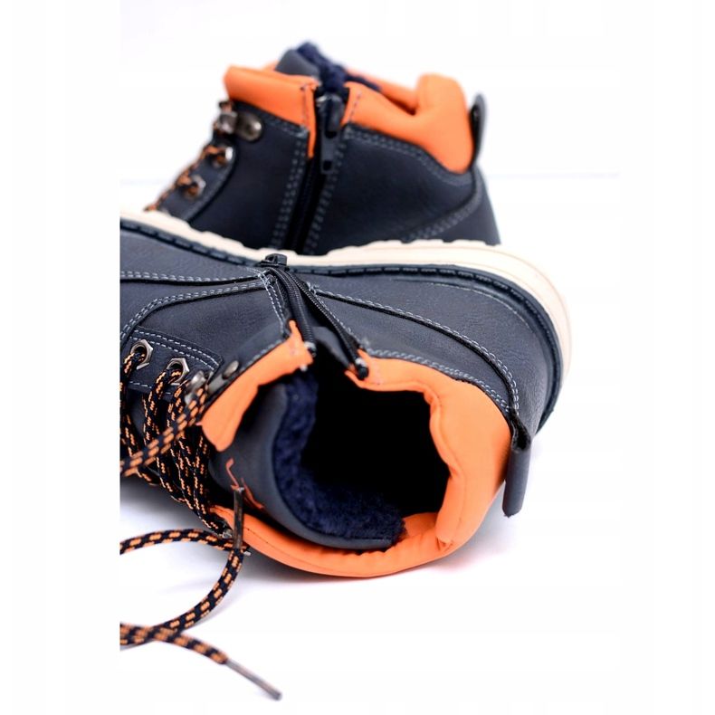 Vico Cizme călduroase pentru băieți pentru copii cu lână Billy albastru marin portocale 3