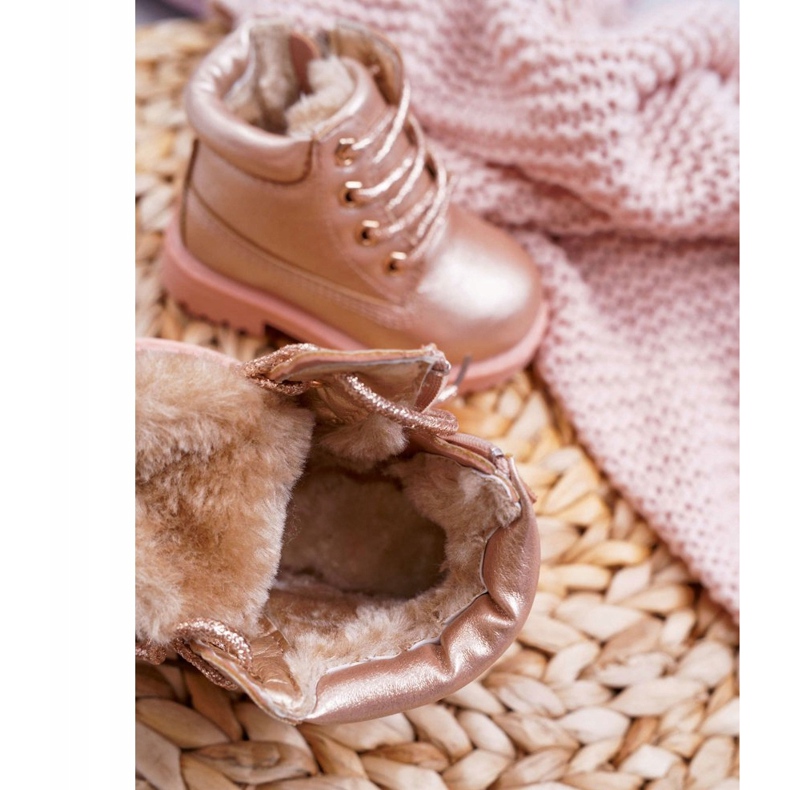 Trappers pentru copii Cizme calde Champagne Dexter roz 4