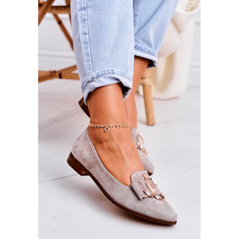 Nicole Mocasini din piele întoarsă pentru femei, balerini Mary-Jane de culoare bej 2