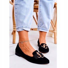 Nicole Mocasini din piele întoarsă pentru femei, balerini Mary-Jane negri negru 2