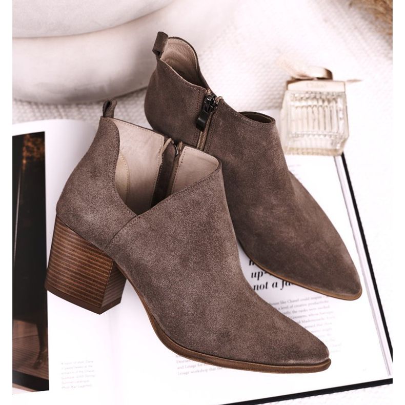 Nicole Cizme de damă cu piele de căprioară decupată maro Lawrence 2