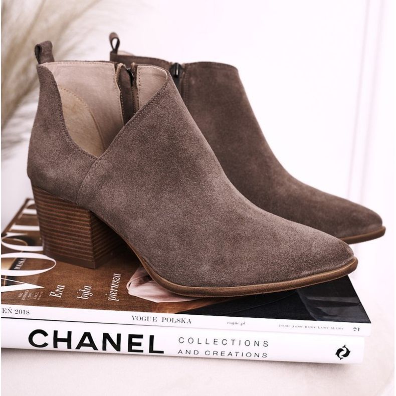 Nicole Cizme de damă cu piele de căprioară decupată maro Lawrence 1