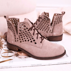 Nicole Cizme de damă din piele de căprioară cu capuchino Susannah maro 2