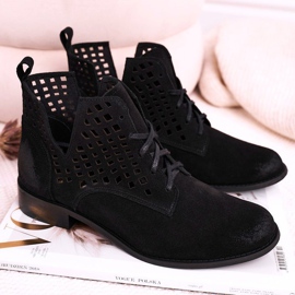 Nicole Cizme de damă deschise din piele de căprioară Susannah negre negru 1