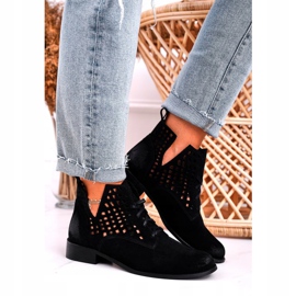 Nicole Cizme de damă deschise din piele de căprioară Susannah negre negru 2