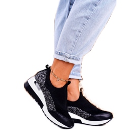 Nicole Adidași de piele pentru femei din piele negru argintiu Frances 2