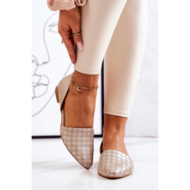 Elegante balerini din piele Laura Messi 1110 Benzina de aur multicolor 2