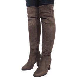 Cizme din piele de căprioară pe o bară K953 Verde 1