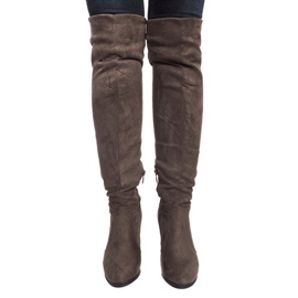 Cizme din piele de căprioară pe o bară K953 Verde 2