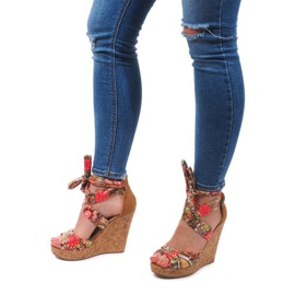 Sandale cu toc legat 3686 Camel maro 1